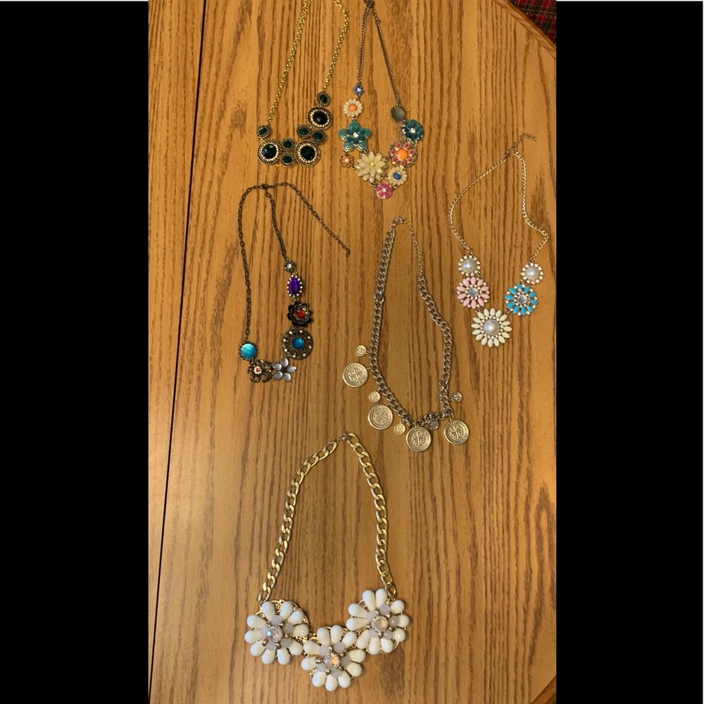 6 statement necklaces adjustable necks costume jewelry